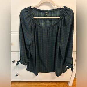 Talbots black watch plaid blouse, 1X